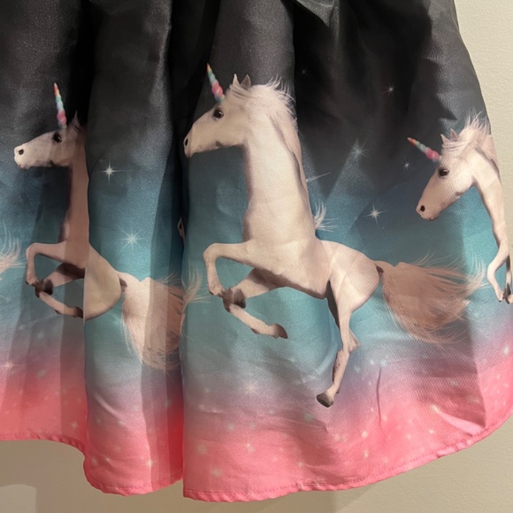 Girl Black Unicorn Dress - Picture 4 of 6